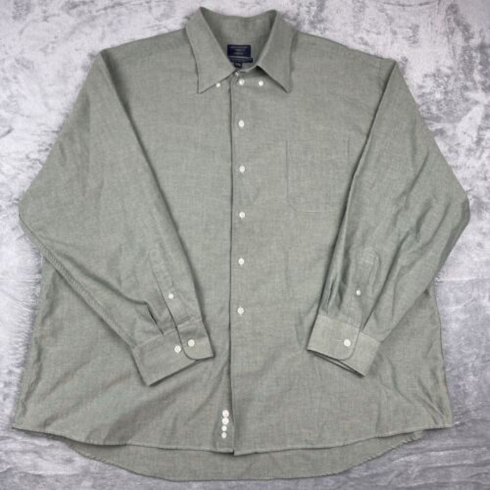 Dockers Men's Size 2XL Long Sleeve Button Up Cotton Blend Green Shirt EUC